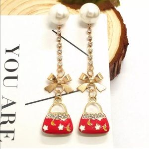Aesthetic Red Purse Handbag Earrings
